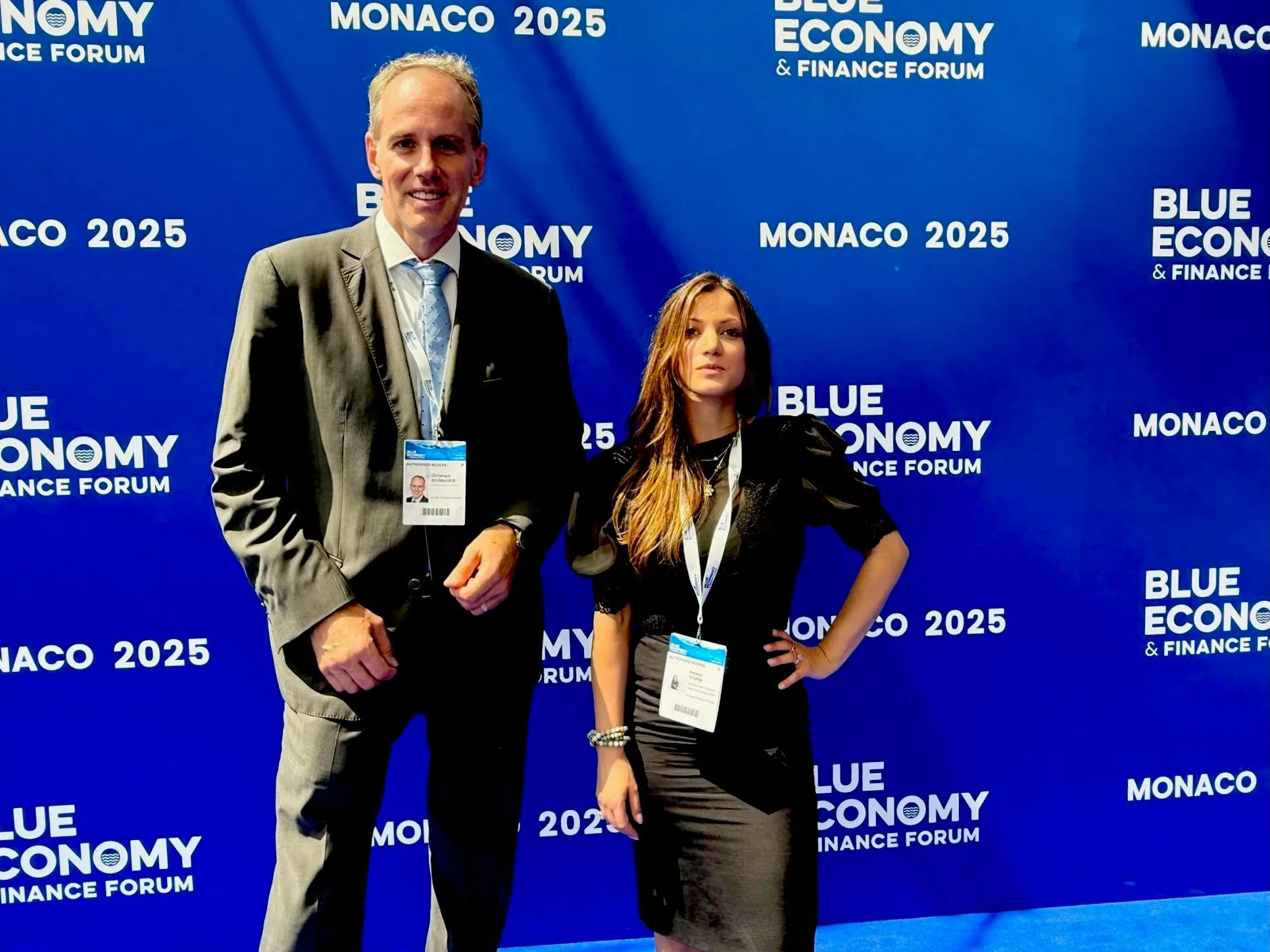 Christoph Schwager and Verena Sturm at the Blue Economy & Finance Forum Monaco 2025