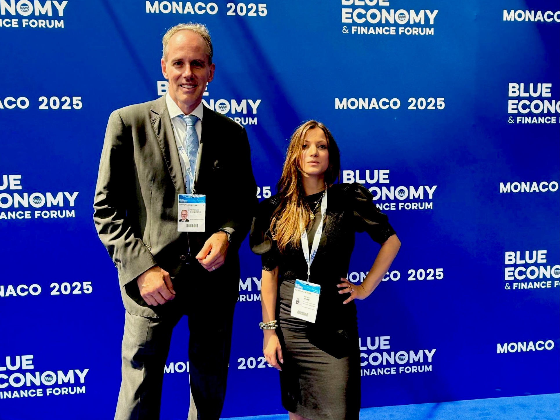 Christoph Schwager and Verena Sturm at the Blue Economy & Finance Forum Monaco 2025